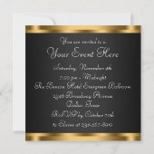 Black Gold Swirls All Occasion Party Invitation Kaart (Achterkant)