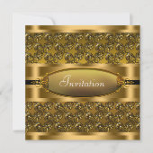 Black Gold Swirls All Occasion Party Invitation Kaart (Voorkant)