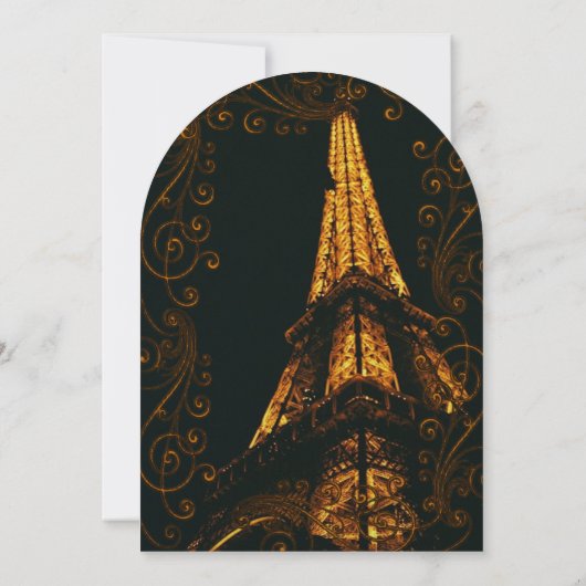 Black Gold Swirls Eiffel Tower Weddenschap Kaart (Achterkant)