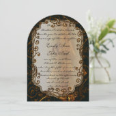 Black Gold Swirls Eiffel Tower Weddenschap Kaart (Staand voorkant)