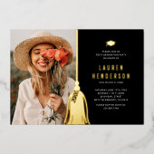 Black Gold Tassel Photo Graduparty Folie Invi Folie Uitnodiging (Voorkant)