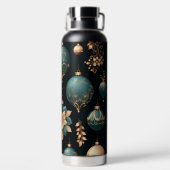 BLACK GOLD TEAL HOLIDAY CHRISTMAS ORNAMENTS WATERFLES (Achterkant)