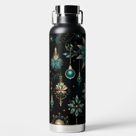 BLACK GOLD TEAL HOLIDAY CHRISTMAS ORNAMENTS WATERFLES