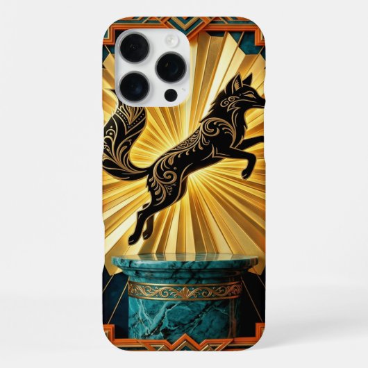 Black Gold Teal iPhone 16 Pro Max Case Hoesje (Achterkant)