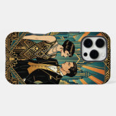 Black Gold Teal iPhone 16 Pro Max Case Hoesje (Achterkant horizontaal)