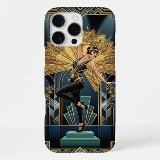 Black Gold Teal iPhone 16 Pro Max Case Hoesje (Achterkant)