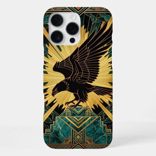 Black Gold Teal iPhone 16 Pro Max Case | Majestic Hoesje (Achterkant)