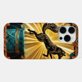 Black Gold Teal iPhone 16 Pro Max Hoesje (Achterkant horizontaal)