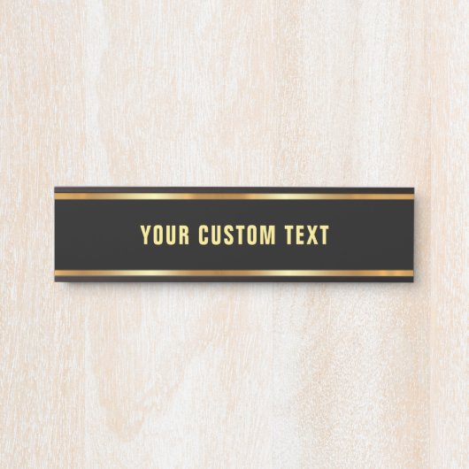 Black & Gold Template Your Custom Text Elegant Deurbordje (Voorkant)