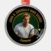 Black Gold Tennis Player Photo Christmas Gift Metalen Ornament (Voorkant)