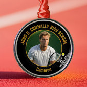 Black Gold Tennis Player Photo Christmas Gift Metalen Ornament