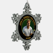 Black Gold Tennis Player Photo High School Tin Sneeuwvlok Ornament (Links)