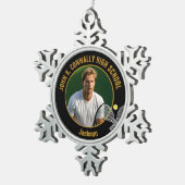 Black Gold Tennis Player Photo High School Tin Sneeuwvlok Ornament (Rechts)