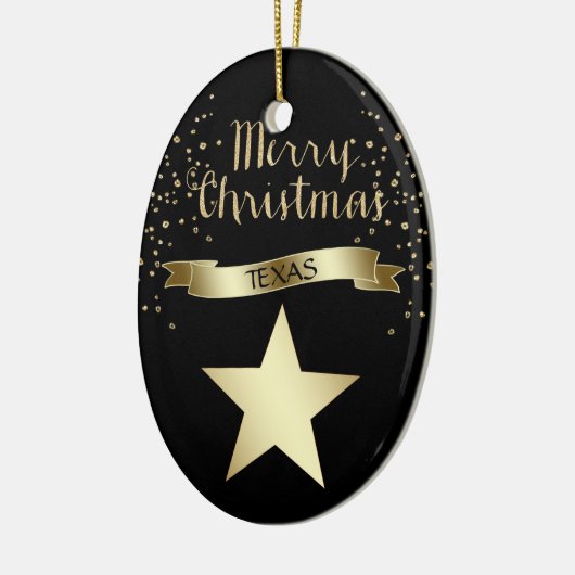 Black Gold Texas Star Keramisch Ornament (Links)
