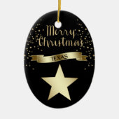 Black Gold Texas Star Keramisch Ornament (Voorkant)