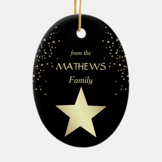 Black Gold Texas Star Keramisch Ornament (Achterkant)