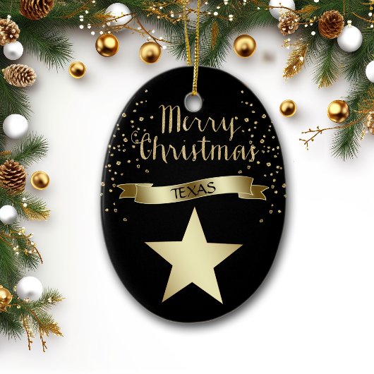 Black Gold Texas Star Keramisch Ornament