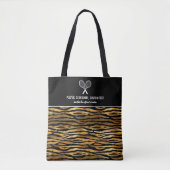 Black Gold Tiger drukt aangepaste Tennis-racks af Tote Bag (Voorkant)
