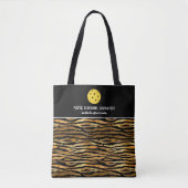 Black Gold Tiger print aangepaste Pickleball Paddl Tote Bag (Voorkant)