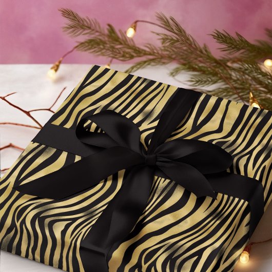Black Gold Tiger Stripes Cadeaupapier