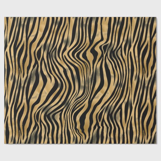 Black Gold Tiger Stripes Cadeaupapier (Vlak)