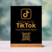 Black Gold TikTok QR Code Business Name Follow Us Acryl Bord (Neutraal)