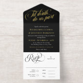 Black Gold Til Death Do Us Part Wedding All In One Uitnodiging (Binnenkant)