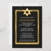 Black | Gold Tone Star van David Bar Mitzvah Kaart (Voorkant)