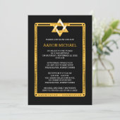 Black | Gold Tone Star van David Bar Mitzvah Kaart (Staand voorkant)