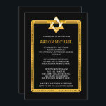 Black | Gold Tone Star van David Bar Mitzvah Kaart<br><div class="desc">Eenvoudige en elegante zwarte en gouden toon Ster van David Bar Mitzvah viering uitnodiging. Origineel ontwerp dat door de Design van de Vakantie wordt gecreeerd (alle gereserveerde rechten). Als u hulp nodig hebt bij het personaliseren van dit ontwerp voor uw evenement, kunt u ons een e-mail sturen naar info@holidayheartsdesigns.com en...</div>