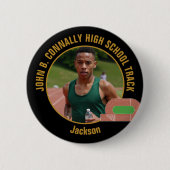 Black Gold Track Team Photo High School Runner Ronde Button 5,7 Cm (Voorkant)