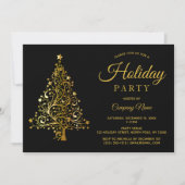 Black Gold Tree Corporate Holiday Party Kaart (Voorkant)