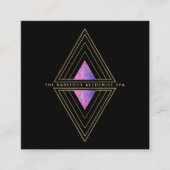 *~* Black Gold Triangles Sacred Geometry Alchemy Vierkante Visitekaartje (Voorkant)