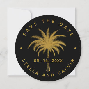 Black & Gold Tropical Palm Tree Weddenschap Save The Date