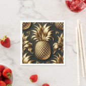 Black & Gold Tropical Pineapple Luxurious Wedding Servet (Insitu)