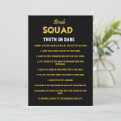 Black Gold Truth of Dare Bachelorette Party Game Kaart (Staand voorkant)