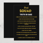Black Gold Truth of Dare Bachelorette Party Game Kaart (Voorkant / Achterkant)