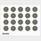 Black Gold Turquoise Lotus Flower Mandala Elegant Ronde Sticker (Vel)