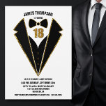 Black Gold Tuxedo 18th Birthday Party Kaart<br><div class="desc">Viel je 18e verjaardag in stijl en nodig je vrienden en geliefden uit voor je verjaardag met deze zwarte en gouden uitnodiging.</div>