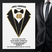Black Gold Tuxedo 40th Birthday Party Kaart