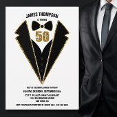 Black Gold Tuxedo 50th Birthday Party Kaart