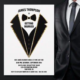 Black Gold Tuxedo Bachelor Party Kaart