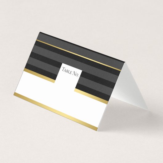 Black Gold Tuxedo Stripe Guest Table Number Card Kaart (Voorkant)