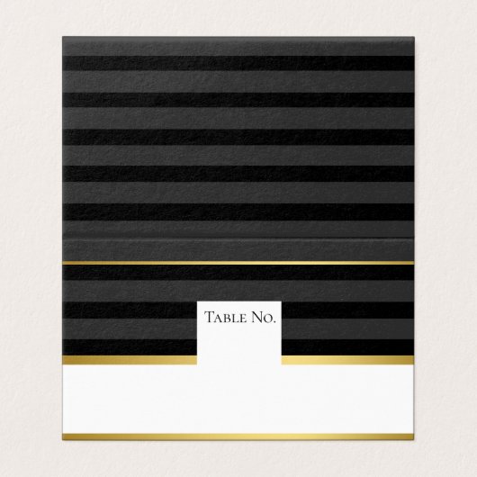 Black Gold Tuxedo Stripe Guest Table Number Card Kaart (Buitenkant ongevouwen)