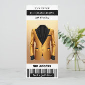 Black Gold Tuxedo Verjaardag Ticket Uitnodiging (Staand voorkant)
