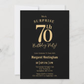 Black Gold Typography Surprise 70th Birthday Kaart (Voorkant)