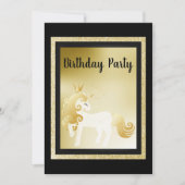 Black Gold Unicorn Birthday Party Kaart (Voorkant)