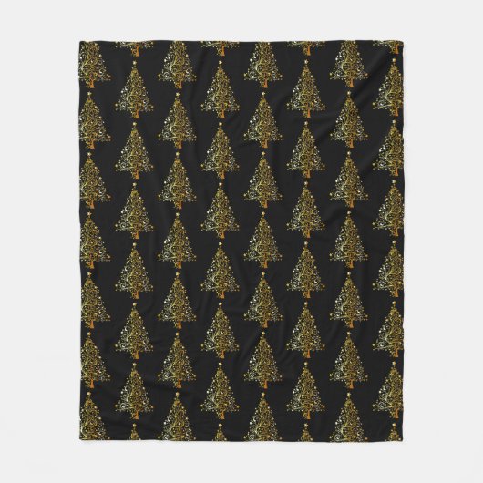 Black & Gold vakantiebomen Fleece Deken (Voorkant)