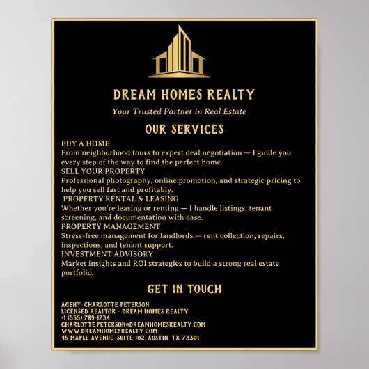 Black & Gold Vastgoed Poster (Voorkant)