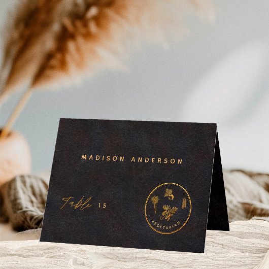 Black Gold Vegetarische Maaltijdkeuze Naam Kaart
